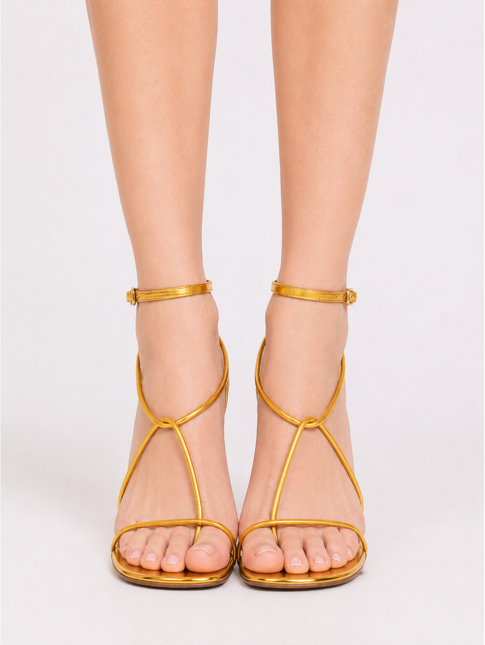 Bottega Veneta Metallic Gold Leather Strappy Sandals EU 40 | NIB